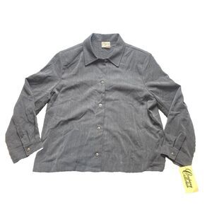 Company Collection Shirt Womens 16 Heather Gray Button Up Herringbone Career NWT